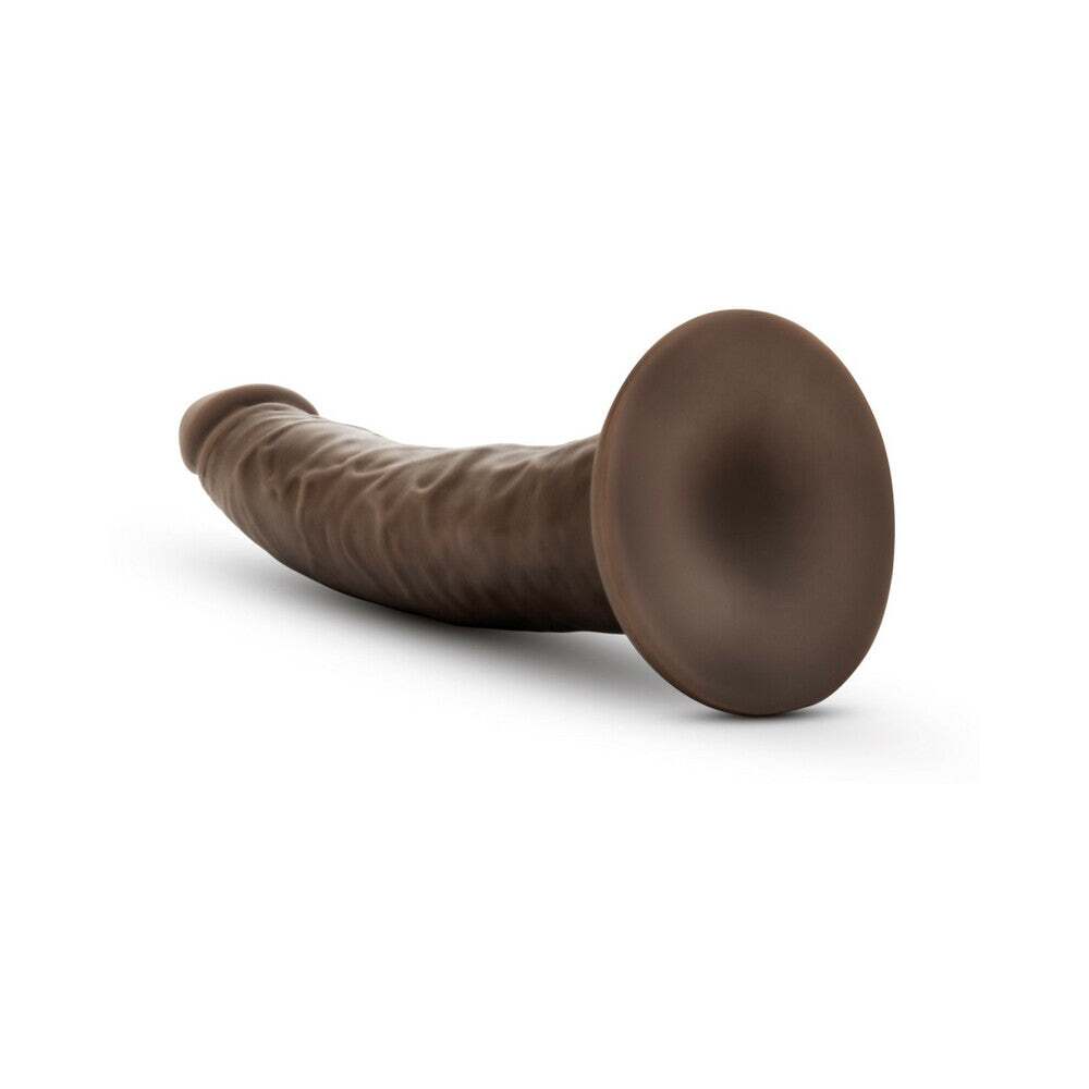 7.5 inch Dildo by Blush in Dark Brown shown for pegging Her or Him