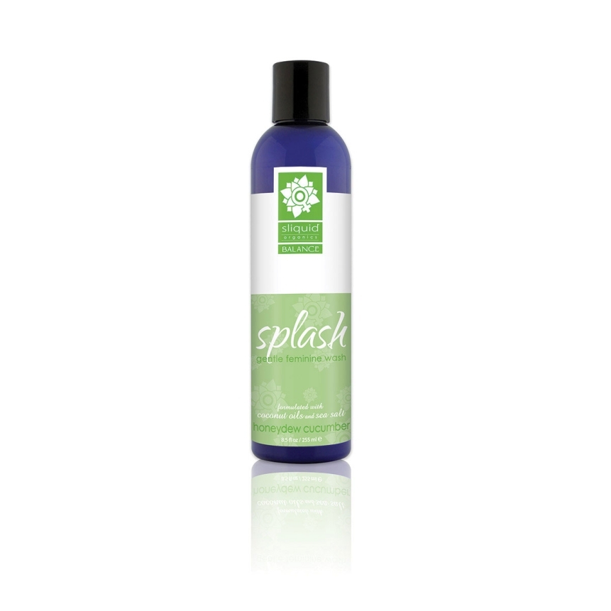 Bottle of 8. 5 oz vegan lube sliquid showing plant-powered formula