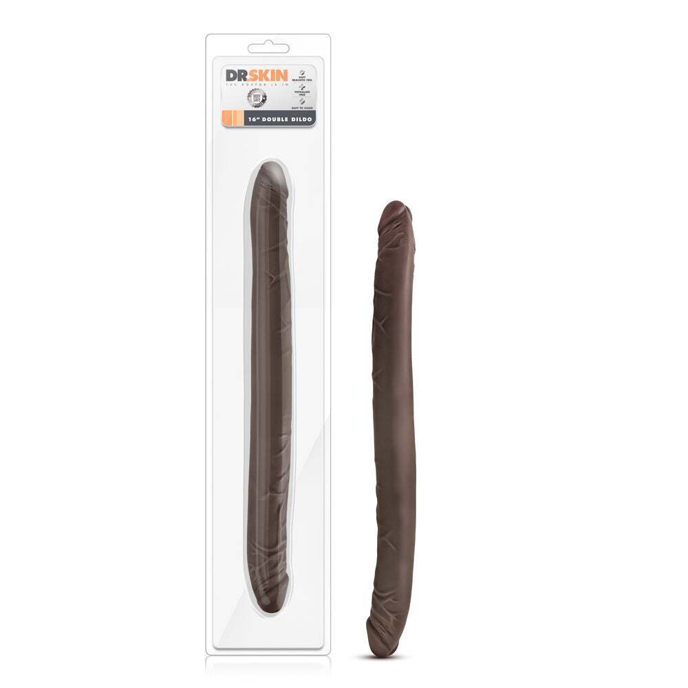 16 inch Dildo by Blush in Dark Brown shown for use by Her or Him