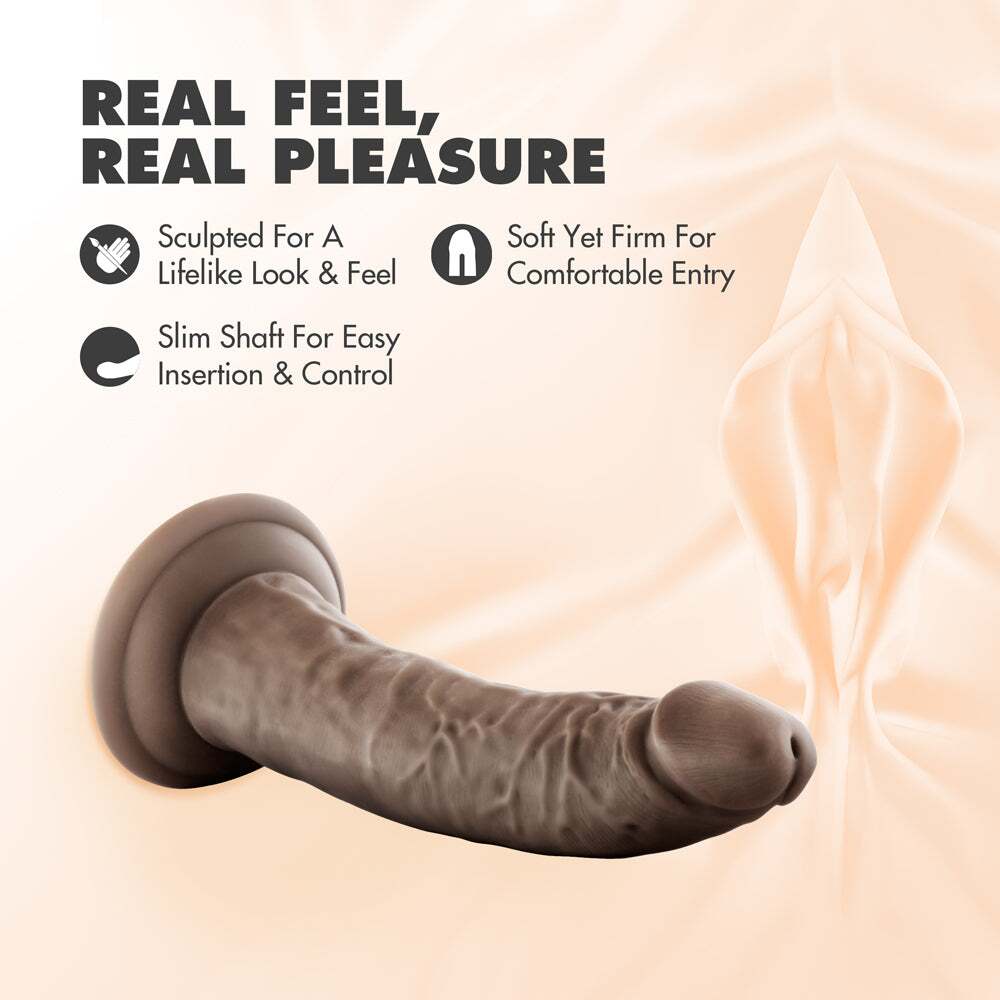 7.5 inch Dildo from Blush in Dark Brown pictured for anal pleasure for Her or Him