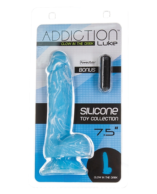 Shop Addiction Luke Glow in the Dark 7.5" Dildo - Blue online