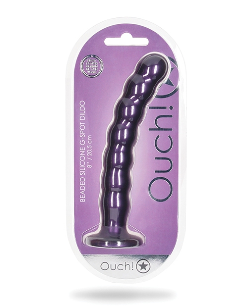 Shop Shots Ouch 8" Beaded G-Spot Dildo - Metallic Purple online