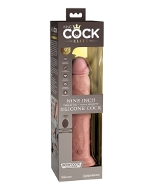 Shop King Cock Elite 9" Dual Density Vibrating Silicone Cock w/Remote - Light online