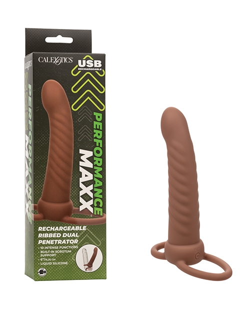 Buy Performance Maxx Rechargeable Ribbed Dual Penetrator - Brown online