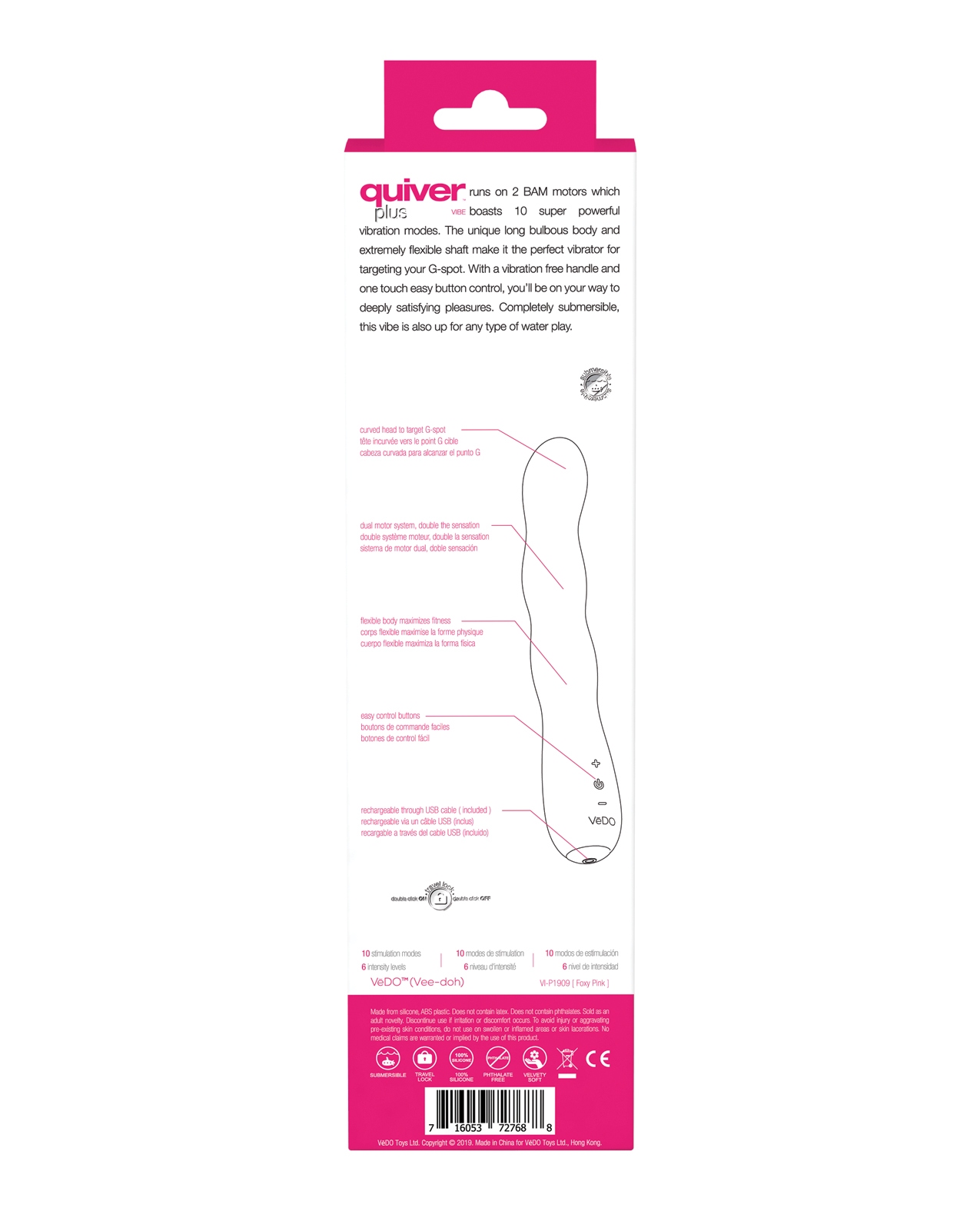 Order VeDO Quiver Plus Rechargeable Vibe - Foxy Pink online