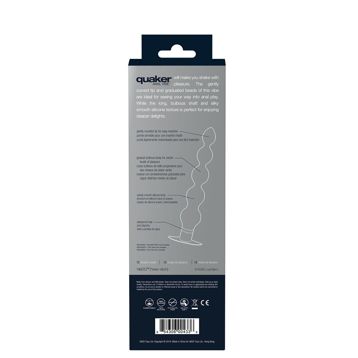 Buy a VeDO Quaker Anal Vibe  Black vibrator.