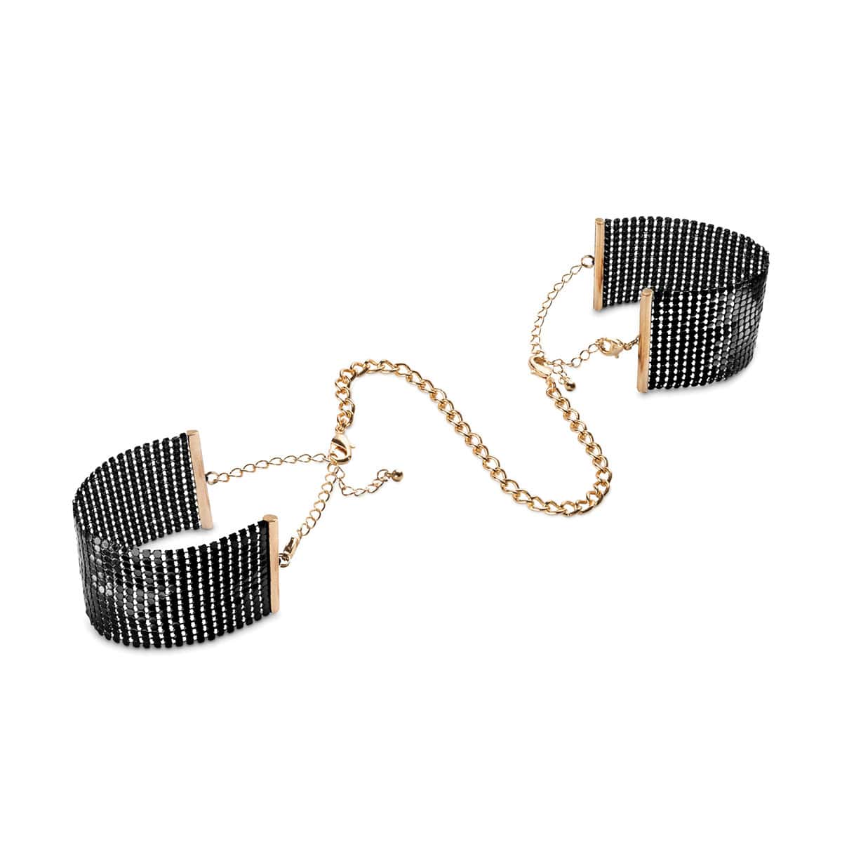 Bijoux Indiscrets Desir Metallique Mesh Handcuffs - Black sexy jewelry made by Bijoux Indiscrets for her.