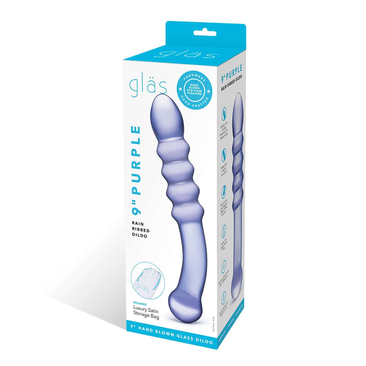 GLAS Purple Rain Ribbed Dil 9 quot  dildo made by Glas on sale at herVibrators.com