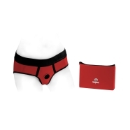 Best SpareParts Tomboi Harness Red/Black Nylon - XL dildo panties made by SpareParts HardWear on sale at herVibrators.com