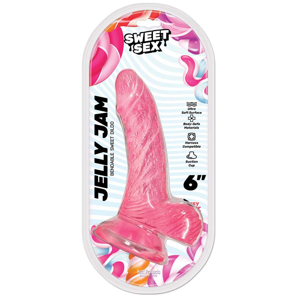 6 inch Dildo by Hott Products in Hot Pink Magenta Fuchsia shown for use by Her or Him