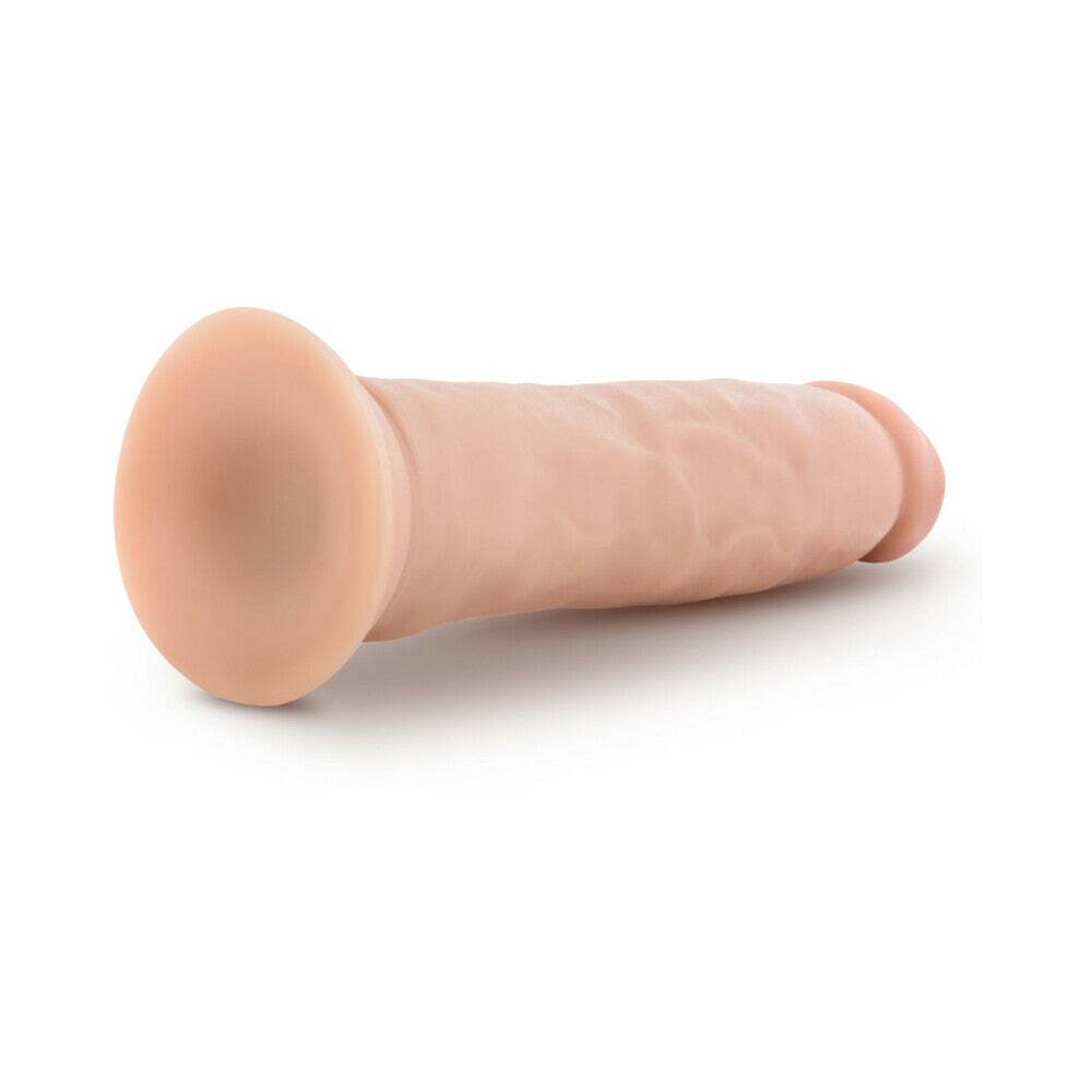 9.5 inch Dildo by Blush in Vanilla Ivory Beige shown for pegging Her or Him