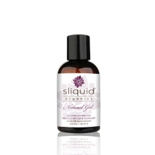 Bottle of 4.2 oz Organic Lube Sliquid showing clean, plant-based formula