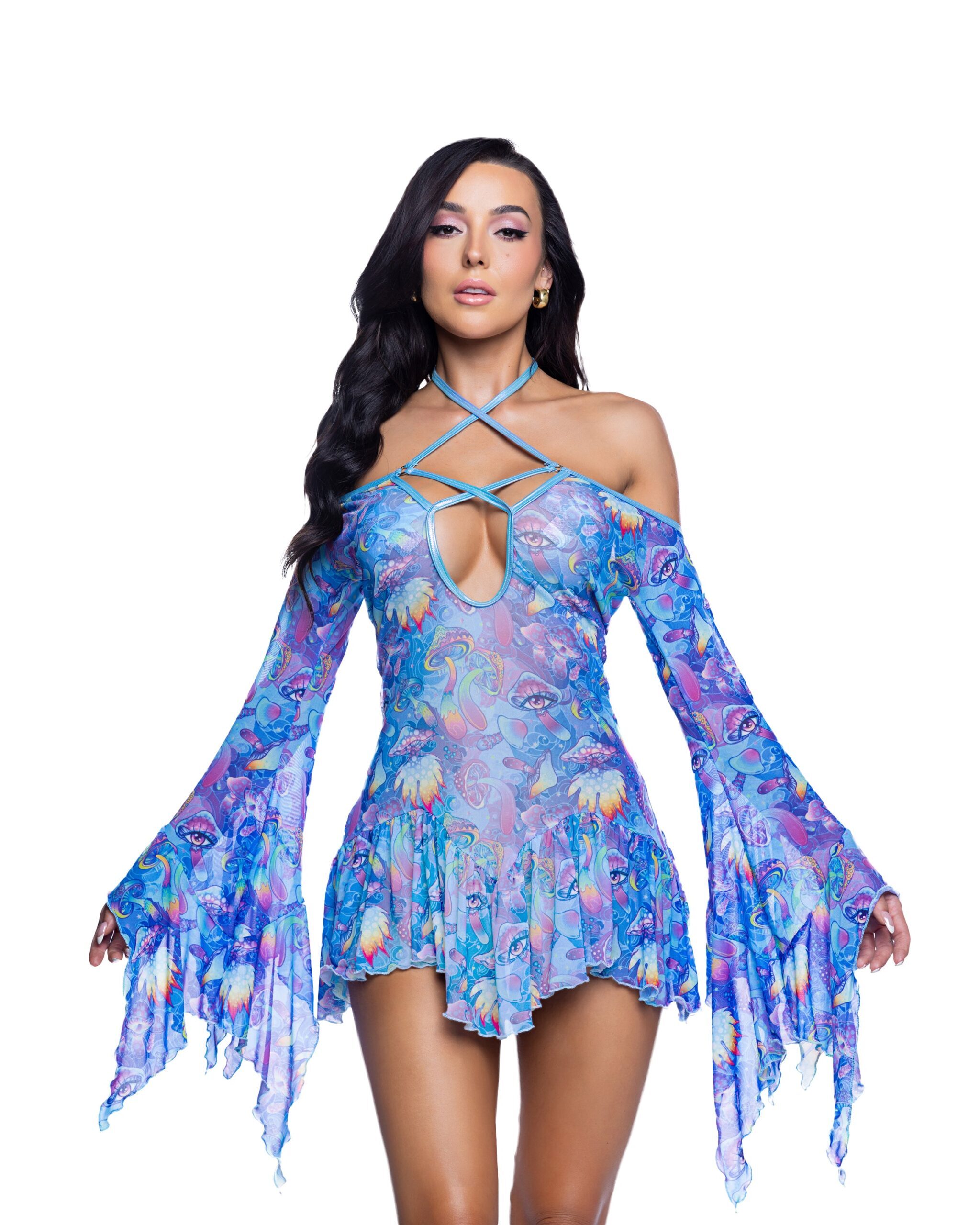 Mushroom Flowing Rave Dress with easy one-piece styling