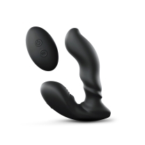 Black Lovely Planet vibrator Love to Love Player One Dual Motor Prostate With Remote shown in hand for scale