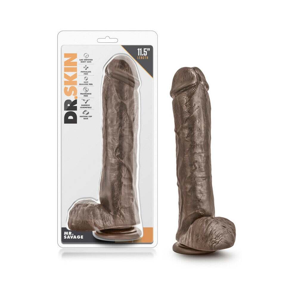 11.5 inch Dildo by Blush in Dark Brown shown for use by Her or Him