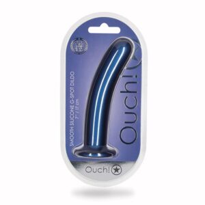 7 inch Dildo Shots Blue Ouch! Smooth Silicone G Spot Metallic