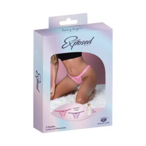 Assorted Colors Panties Pheromone Panties Crotchless Thong 2 Pack Lilac Rose Size Q by Magic Silk