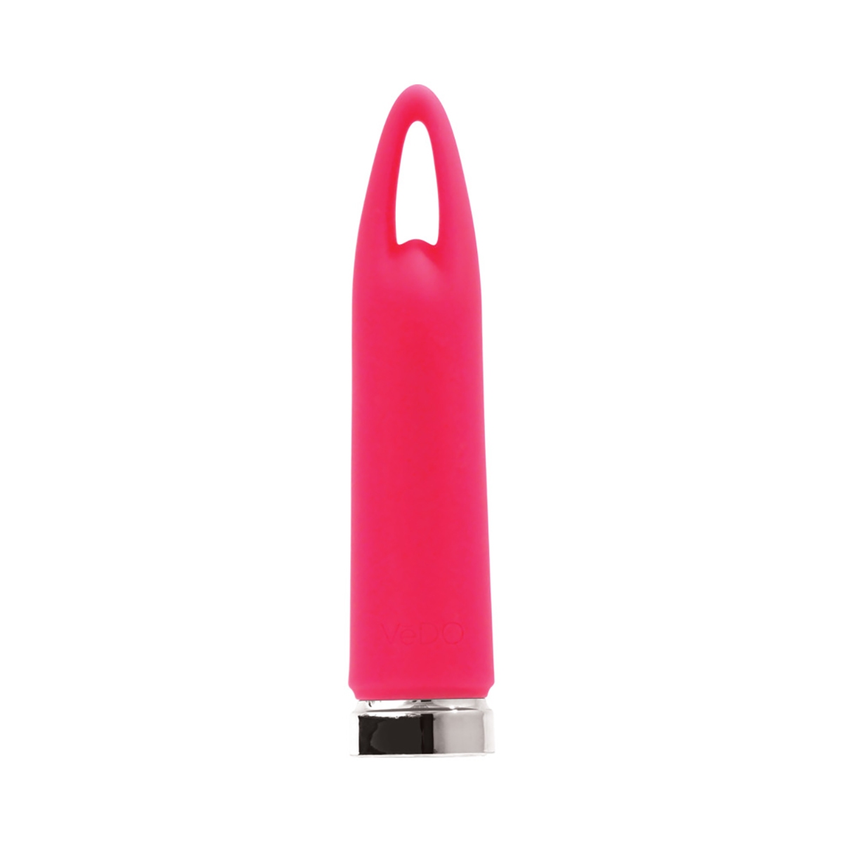 Pink VeDO vibrator Lasso Rechargeable shown in hand for scale