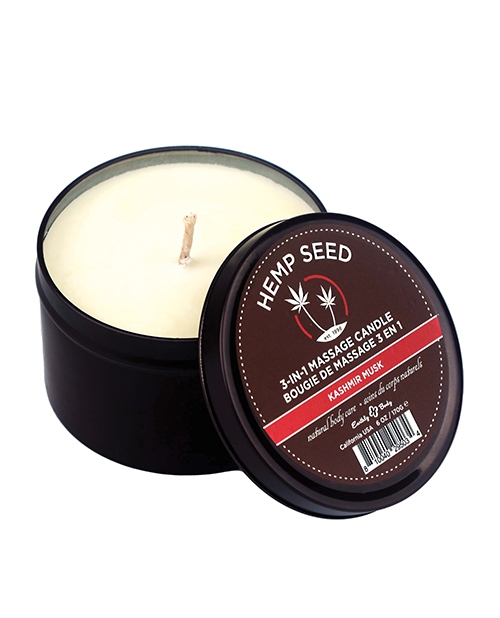 Earthly Body Suntouched Hemp Candle - 6 oz Round Tin Kashmir Musk for sale
