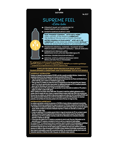 Order Lifestyles SKYN Supreme Feel Extra Lubrication Condoms - Box of 8 online