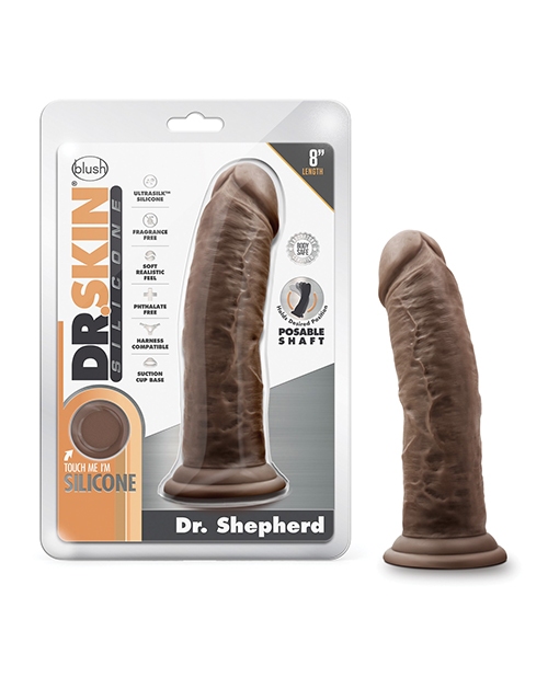 Shop Blush Dr. Skin Silicone Dr. Shepherd 8" Dildo w/Suction Cup - Chocolate online