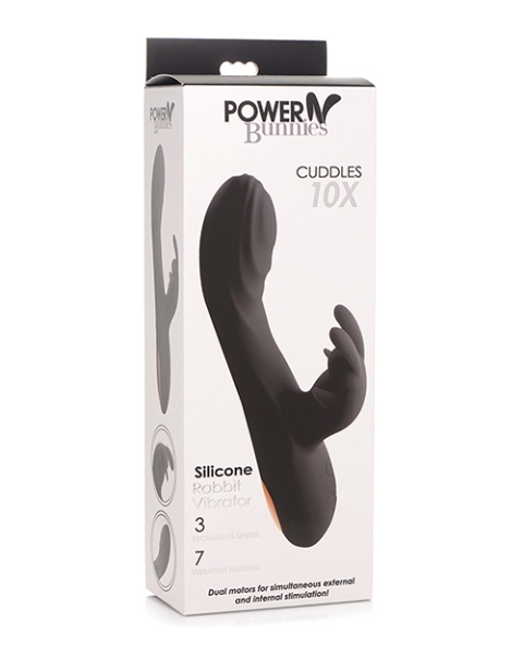 Shop Curve Toys Power Bunnies Cuddles 10x Silicone Rabbit Vibrator - Black online