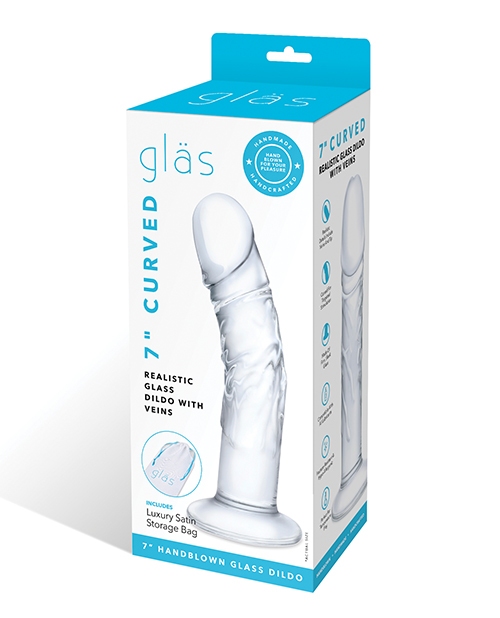 Shop Glas 7" Realistic Curved Glass Dildo w/Veins - Clear online