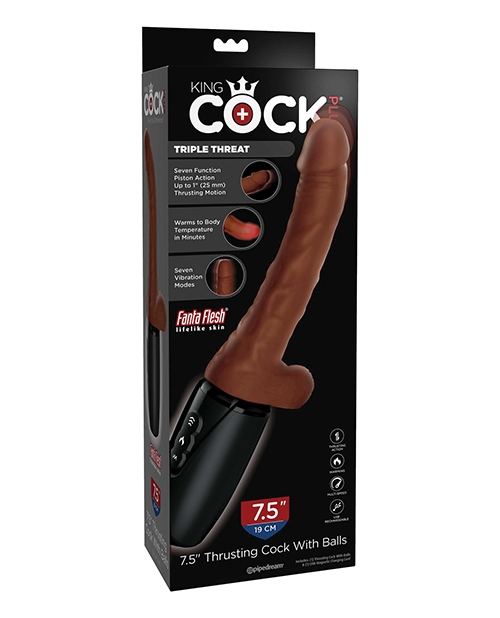 Warming & Vibrating 7.5" Triple Threat Dong - Brown online
