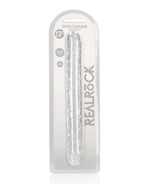 Shop Shots RealRock Crystal Clear 13" Double Dildo - Transparent online