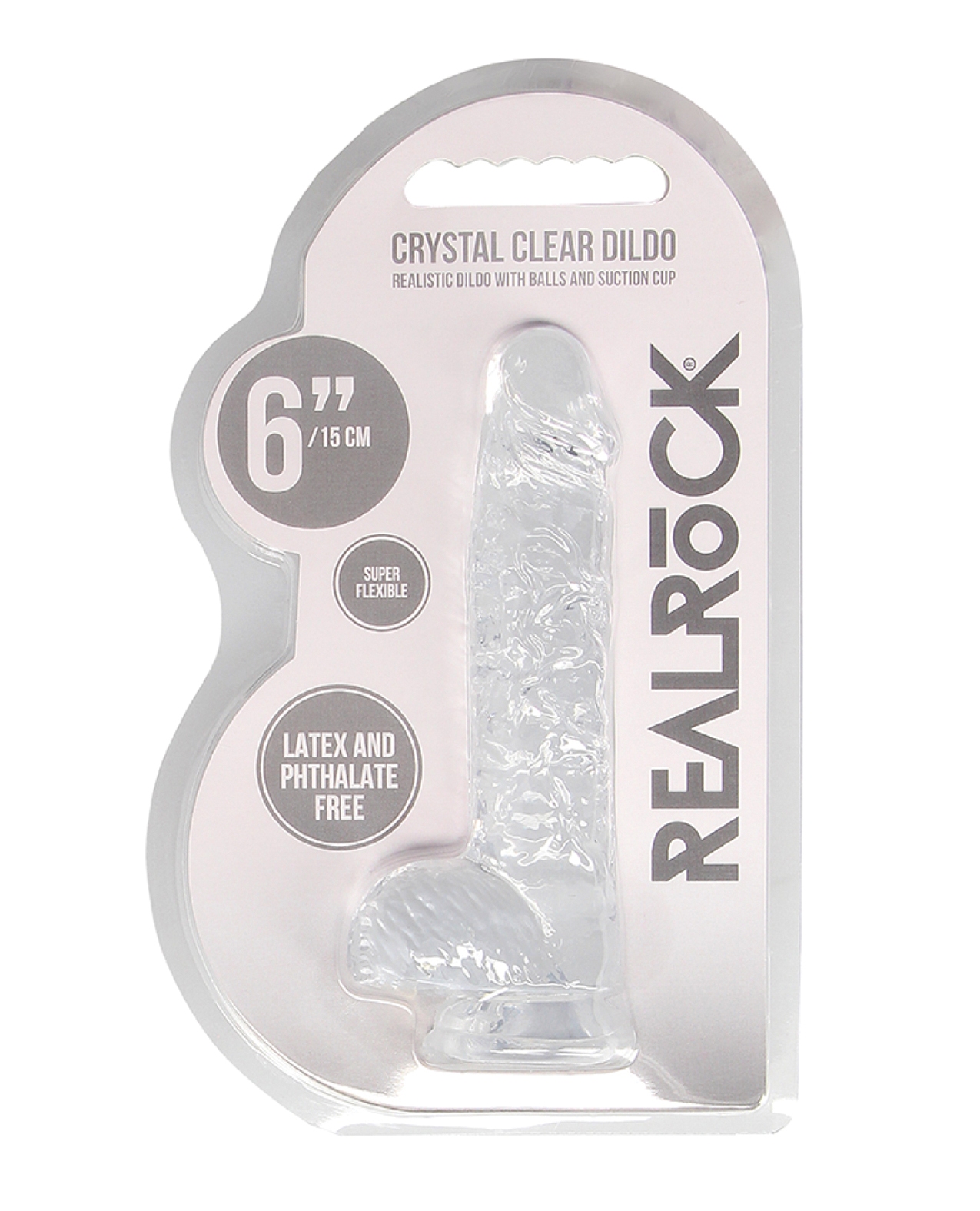 Shop Shots RealRock Realistic Crystal Clear 6" Dildo w/Balls - Transparent Clear online