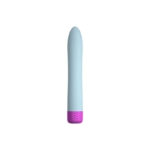 Light Blue Femme Funn vibrator Densa Light shown in hand for scale