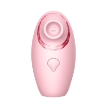 Pink Luv Inc vibrator Triple-Action Clitoral shown in hand for scale
