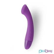 Purple PicoBong vibrator Moka G shown in hand for scale