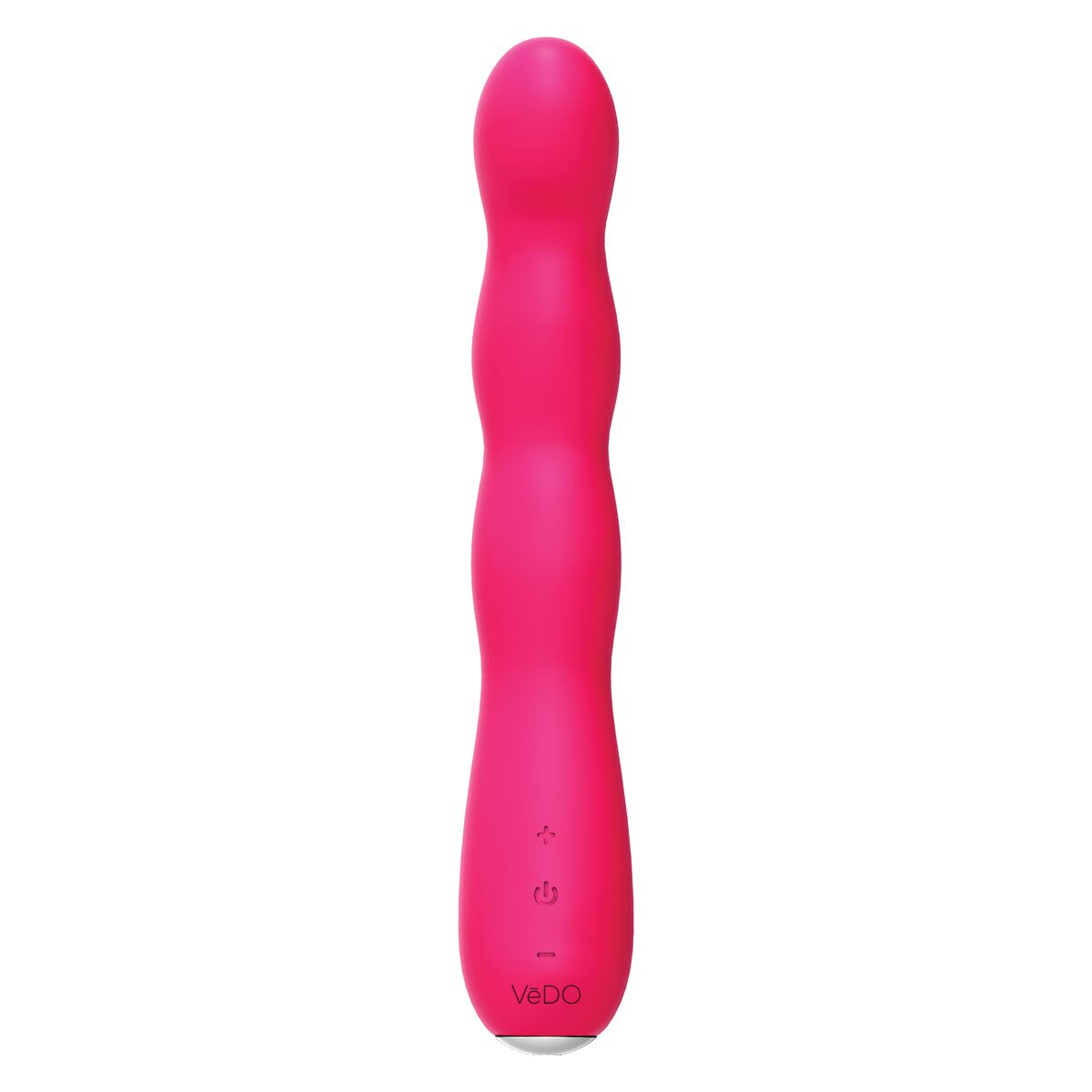Pink VeDO vibrator Quiver PLUS shown in hand for scale