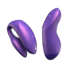 Purple We-Vibe vibrator Chorus Pro Cosmic shown in hand for scale