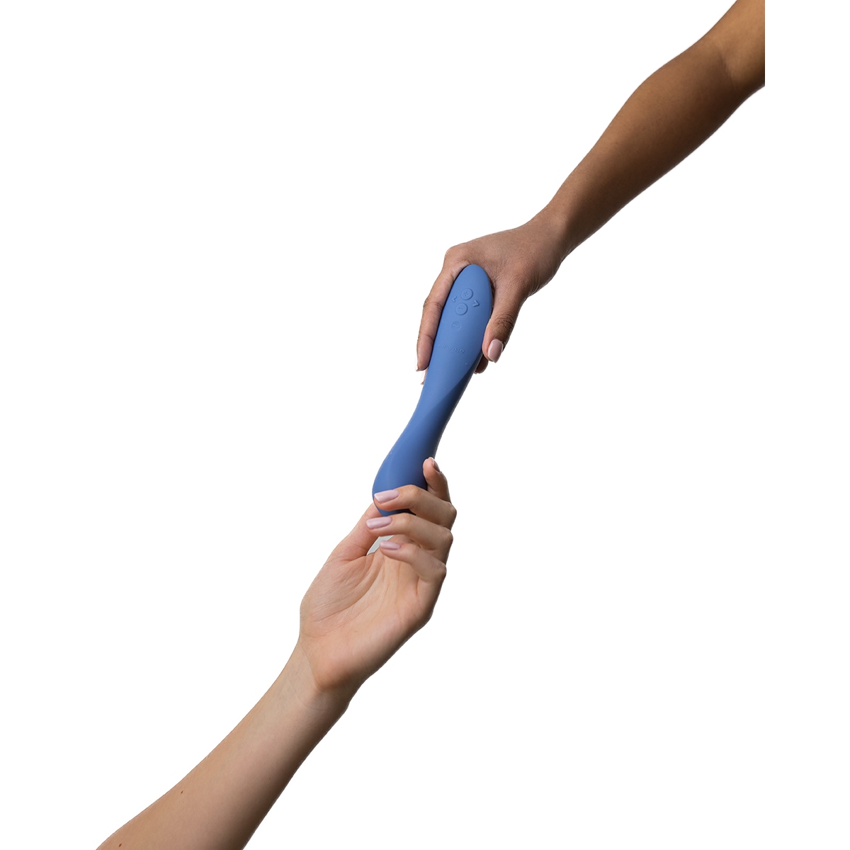 Close-up of the Blue We-Vibe vibrator for texture detail