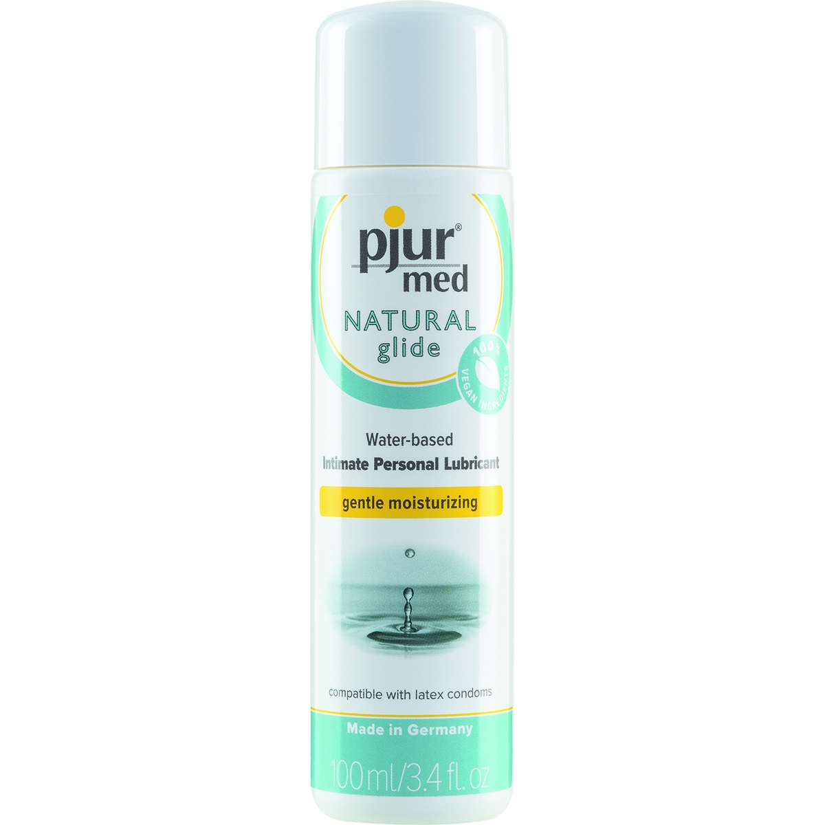 Bottle of 100 ml Vegan Lube Pjur showing plant-powered formula