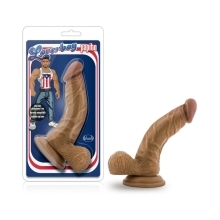 6.5 inch Dildo by Blush in Tan Light Brown Mocha shown for use by Her or Him