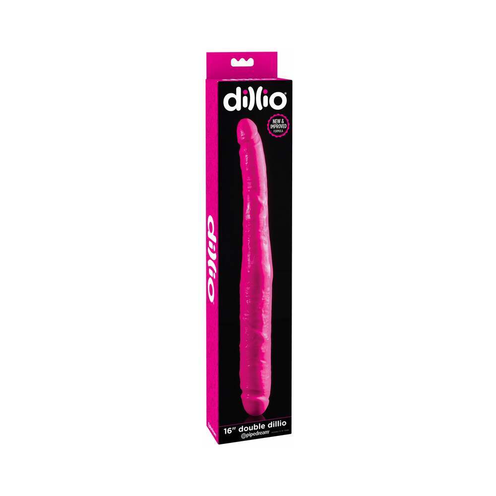 16 inch Dildo by Pipedream in Hot Pink Magenta Fuchsia shown for use by Her or Him