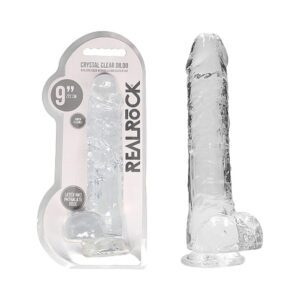 9 inch Dildo Shots Clear RealRock Crystal Realistic With Balls and Suction Cup