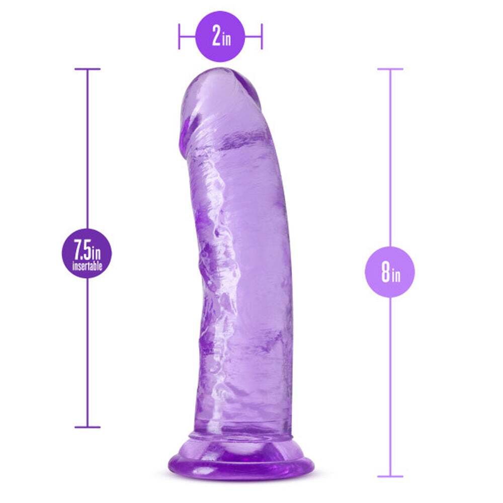 8 inch Dildo by Blush in Purple shown for pegging Her or Him