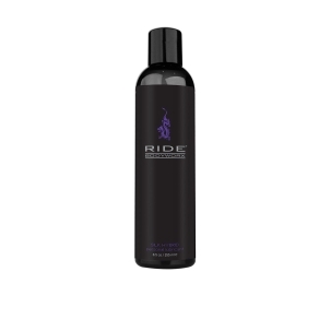 Bottle of 8.5 oz Vegan Lube Sliquid showing plant-powered formula