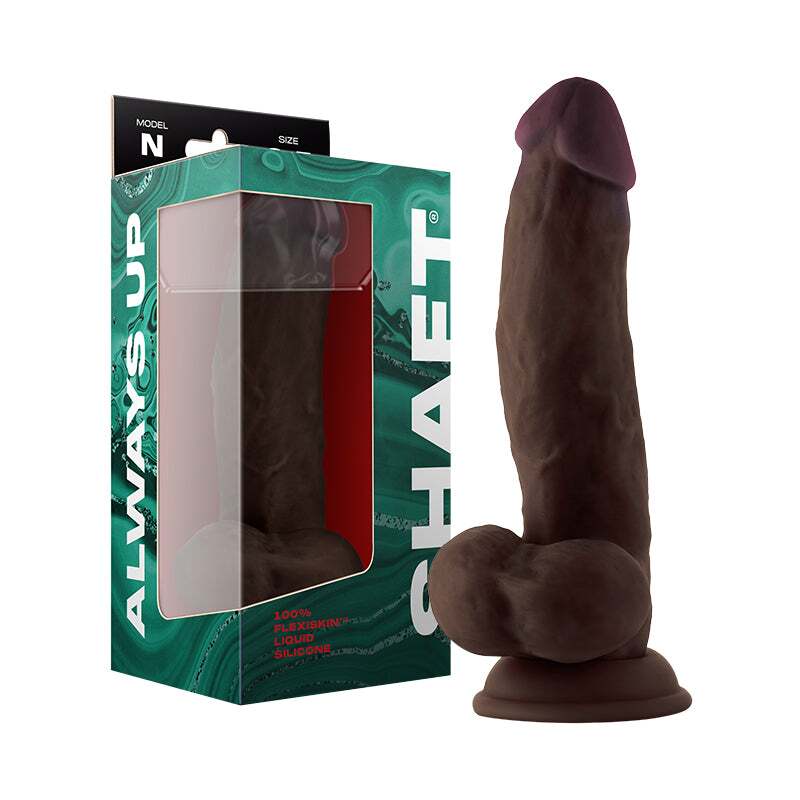 8.5 inch Dildo by Shaft in Dark Brown shown for use by Her or Him