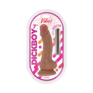 7 inch Dildo Hott Products Tan Light Brown Mocha Dickboy Vibes with Rechargeable Bullet Caramel
