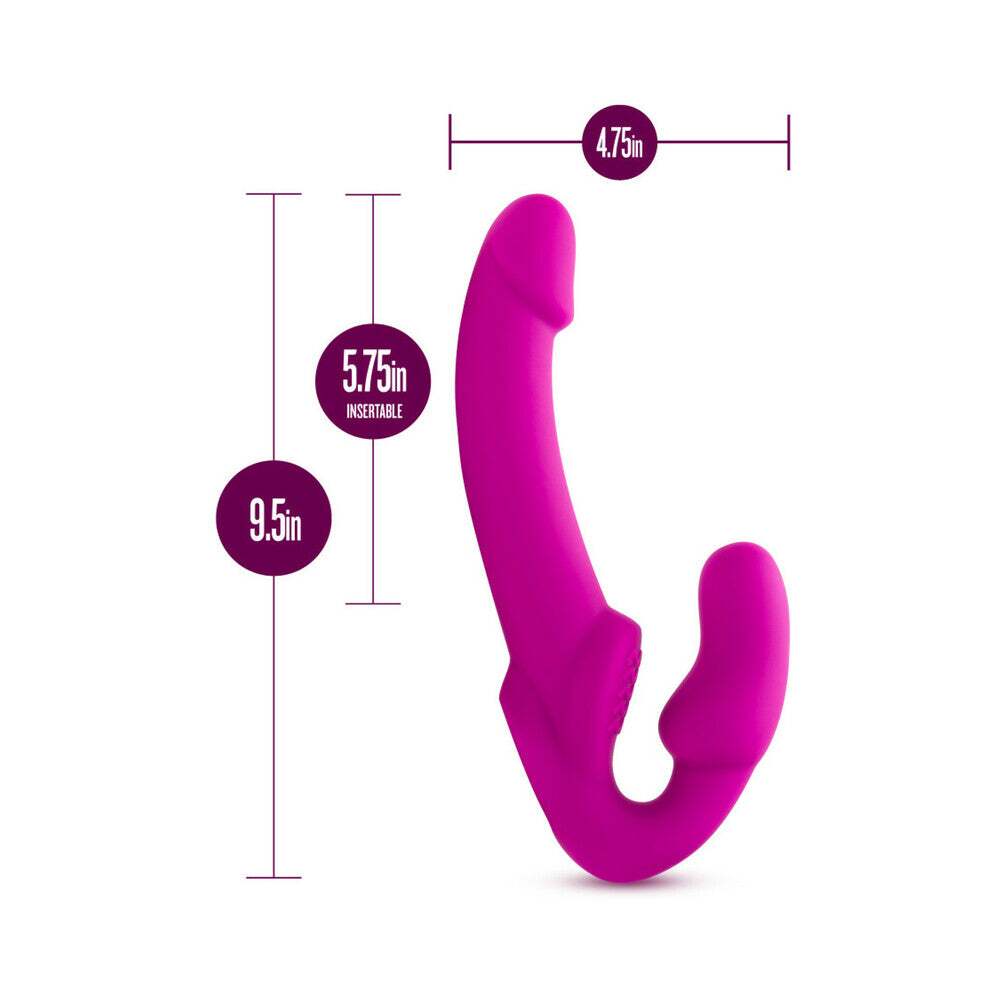 9.5 inch Dildo by Blush in Hot Pink Magenta Fuchsia displayed for pegging Him or Her