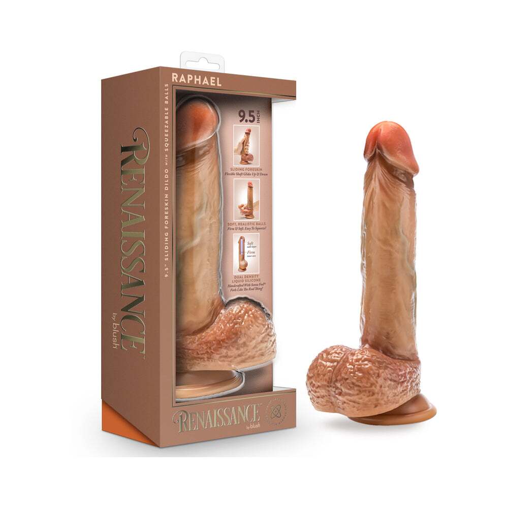 9.5 inch Dildo by Blush in Tan Light Brown Mocha shown for use by Her or Him