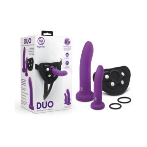 5.5 inch Dildo Together Toy Purple Together Duo Silicone 2 Piece & and Harness Set