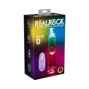 6 inch Dildo Shots Clear RealRock Wireless Rechargeable Remote Control LED Vibrating