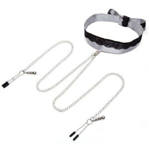 Fifty Shades Play Nice Satin Collar & Nip Clamps Sexy Jewelry