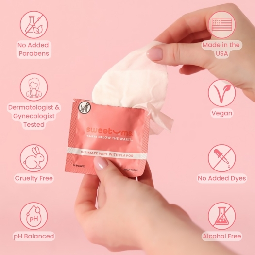 Sweetums Individual Wipes Cherry intimate cleansers and personal cleansing care by Sweetums.